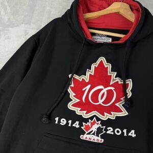 Team Canada 100 Years Hockey Hoodie 1914–2014 Black Men S Centennial Relaxed Y2K
